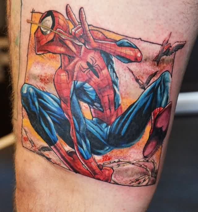 Spiderman Tattoo on Thigh - Best Tattoo Ideas Gallery