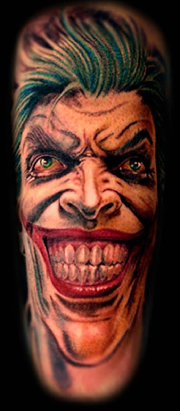 Scary 3d Joker Face Tattoo For Men Sleeve Truetattoos