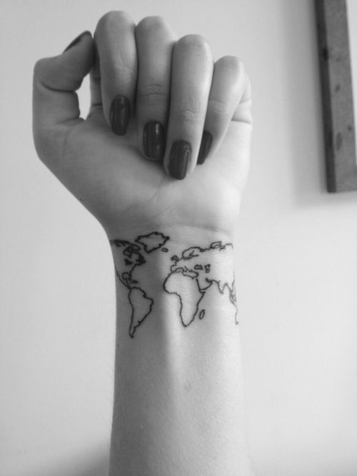 world map outline tattoo